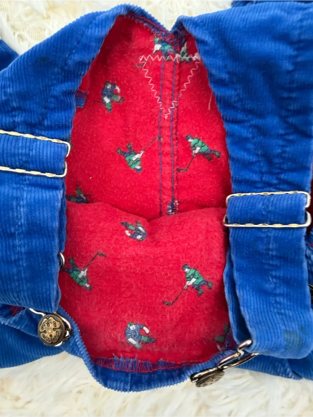 Vintage OshKosh B’Gosh Blue Corduroy Flannel Lined 3T Overalls